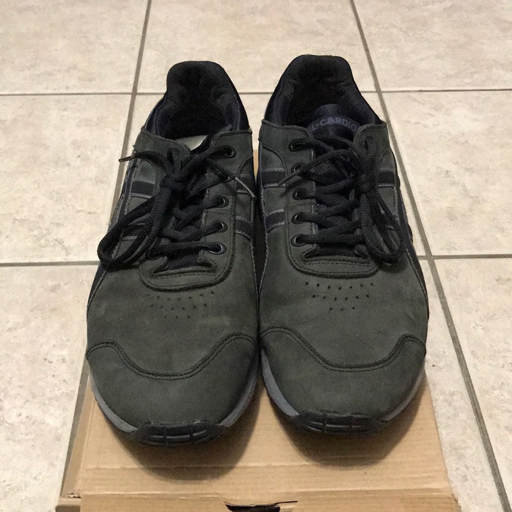 Black and Gray ASICS shoes